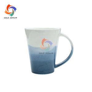 ins blue gradient mug creative horn round mouth personalized gift ceramic mug office mug 210