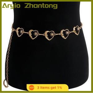 Aryio Harajuku Punk Mặt Trăng Kim Loại Thắt Lưng Phụ Nữ Cổ Điển Punk Gothic Mặt Trăng Mặt Trời Cao Eo Chuỗi Thắt Lưng Mặt Dây Chuyền Thắt Lưng Nữ