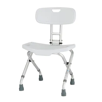 Foldable Shower Chair Adjustable Height Bath Chair with Backrest and Non-Slip Feet Safety Bath Stool for Seniors Disabled