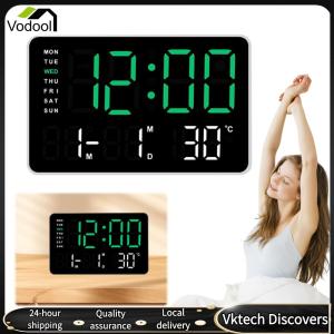 【Vodool】LED Digital Alarm Clock Bedside Alarm Clock Temperature/Date Display Desk Alarm Clock Multifunctional for Home Office