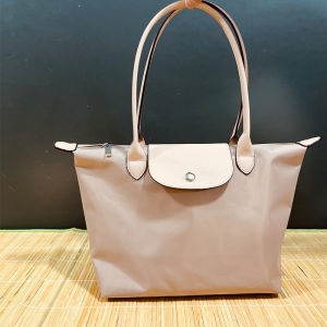 French New Medium Long Handle Nylon Dumpling Bag Ladies Bag Large Capacity Foldable One Shoulder Mommy Tote Bag