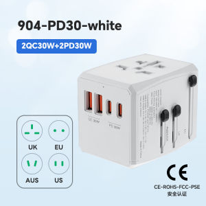 Lemorele Universal International Travel Adapter 30W/45W/65W Fast Charging USB+Type C charger Plug