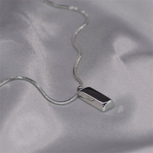 Minwen Creative Men Necklace Cool Geometric Necklace Titanium Clavicle Chain Boyfriend Gift Color Bricks Punk Couple Necklace