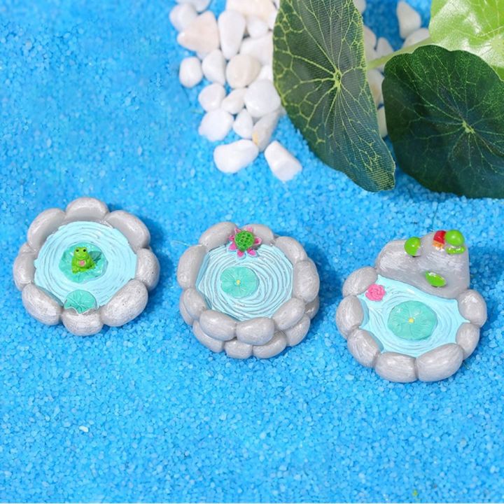 BIGCOUSIN Resin Craft Simulation Lotus Pond Cute DIY Pond Ornaments ...