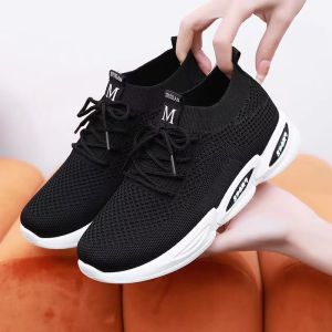 Best Sellers Women Korean Fashion Jogging Shoes White Running Sneakers Lightweight Breathable Mesh Flat Casual Rubber Shoes For Women