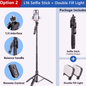 360° Rotate Selfie Stick Tripod Fill-light 3 in 1 Wireless Selfie Stick Tripod Adjustable 153cm wth Bluetooth Shutter