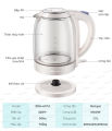Ấm Siêu Tốc 1.7L Bear ZDH-A17L1, Công suất cao 1800W, Bình Thủy Tinh Đun Nước Siêu Tốc, Đèn UV Diệt Khuẩn,  Bảo hành 18 tháng. 