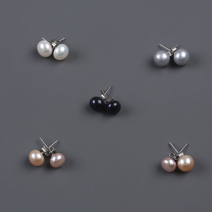 925 Silver Plated Freshwater Pearl Necklace And Earring Set - White Cultured Beads