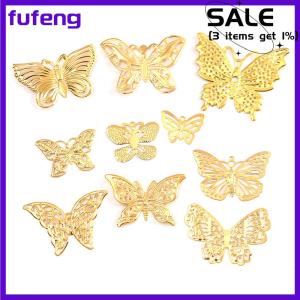 fufeng 50Pcs Set Metal Filigree Hollow Butterfly Charms Craft DIY Jewelry Making