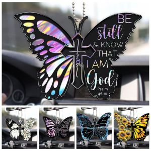 PARKOUR ผีเสื้อสีดำ จี้ไม้กางเขนผีเสื้อ ของตกแต่งแขวน ลายดอกทานตะวัน เครื่องประดับกระจกมองหลังรถยนต์ อุปกรณ์เสริมกระจกมองหลัง ประณีตประณีตประณีต จี้ตกแต่งภายในรถยนต์ จี้ตกแต่งต้นคริสต์มาส