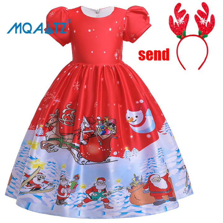 MQATZ Send Headband Christmas Dress Girl Red Short Sleeve Kids Dresses  Children Clothing Costume Cosplay Party Dress Girls Dress SD050 | Lazada  Singapore