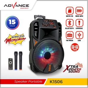 Speaker Wireless Bluetooth Portable Advance K1506 15 Inch Free 2 Bh Mic Wireless Karaoke Super Bass