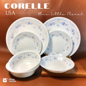 Corelle USA - Blue Little Flower - Full 07 Món Tô Đĩa Hoa Nhí Lam