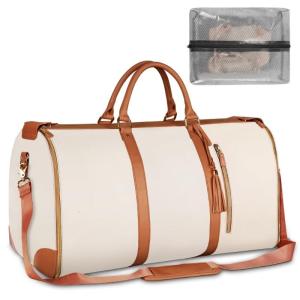 Leather Suit Bag for Travel Man Women Folding Garment Bag Luggage Duffels Bag for Jackets Shoes Weekends Bag Organizers