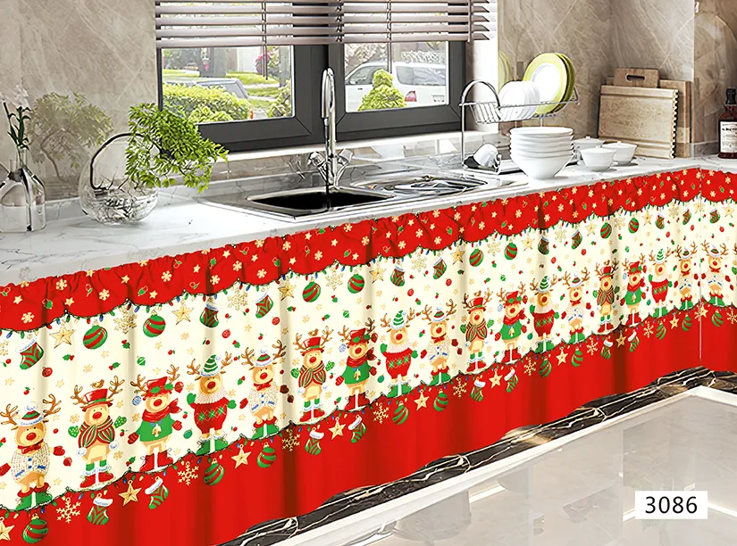 New Curtains Kitchen Curtain Short 150 70cm Christmas Design String Modern Lababo
