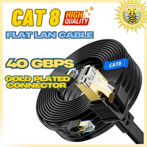 【0.5/1/2/3/5/10M】CAT8 RJ45 Flat LAN Cable 40Gigabit Ethernet Cable SSTP Shielded 40Gbps Ethernet Network Cable