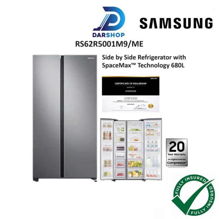 Samsung Fridge Side By Side 680L Refrigerator Inverter Peti Ais Peti