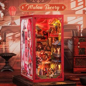 CUTEBEE บ้านตุ๊กตาDIY Book Nook ตำนานมู่หลาน บ้านของเล่น โมเดลบ้านจำลอง ของเล่นฝึกสมาธิ บ้านจิ๋ว diy รวมถึงฝาครอบกันฝุ่น