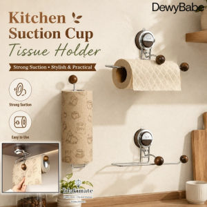 DewyBabe Kitchen Suction Cup Tissue Holder Stainless Steel No Punch Wall Mount Roll Paper Storage Rack