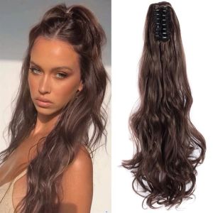60cm Fashion Women Long Curly Claw Ponytail Synthetic Hair Extensions Straight Hair Pony Tail Hairpiece Wigs