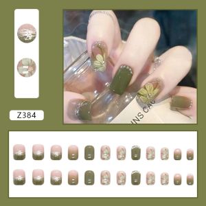 Set móng tay Nails By Mia 24 móng tay hoa trà tươi và thanh lịch Z384
