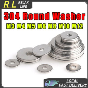 WH 【RL】 304 Flat Washer O-Ring Round Gasket Thick 0.8 1 1.2 1.5 2 O Ring Gasket Stainless Steel M3 M4 M5 M6 M8 M10 M12