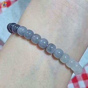 Collection Grade Icy Smokey Lavender Nephrite Jade Old Style Bead Bracelet (Single / Ombre)