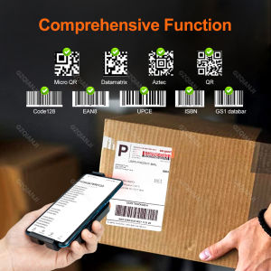 2D Back Clip Bluetooth Barcode Scanner Phone Work Portable Barcode Reader Data Matrix 1D QR Scanner for Android iOS System Scan
