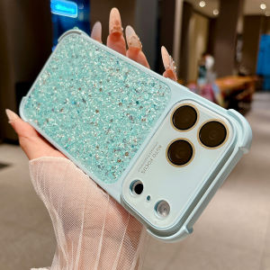 Bling Bling Glitter Sequin Sparkling Epoxy Case For iPhone 17 16 15 14 Pro Max Camera Protective Four-Corner Anti-fall Cover