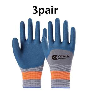 3Pair Non-Slip Rubber Work Gloves Wear-Resistant Mechanic Work Construction Worker Protective Gloves