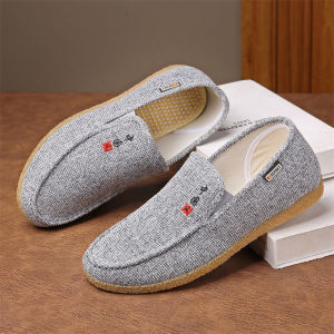 New MenS Slip-On Casual Cloth Shoes With Cowhide Sole Non-Slip Soft Sole Breathable DriverS Shoes