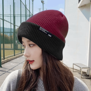DUENDE Korean Style Knitted Hat Thickened Breathable Double-faced Hat Comfortable Polyester Warm Cold Hat Autumn