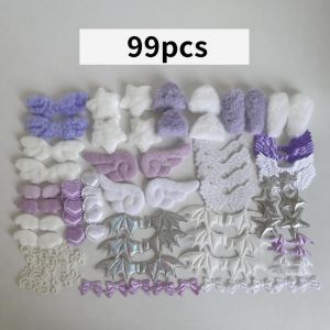 MYTHIS 99pcs/set Lace Ribbon Ita Bag Decoration Set Handmade DIY Wing Bow Heart Accessories Set Cute Plush Card Cover Decoration Kit Ita Bag Decoration