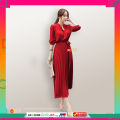 Long Dress Korea Ploi plisket lengan panjang wanita / Terusan Dres Kekinian Peacce - NOSH. 