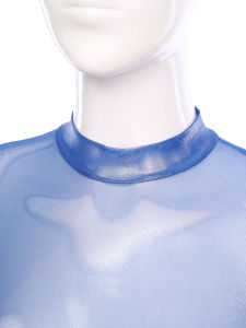 ZEEMIN Women Metallic Shiny Full Body Unitards Rave Party Nightclub Sheer Jumpsuit Long Sleeve Long Pants Back Zipper Catsuit Clubwear