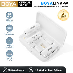BOYA BOYALINK 2.4Ghz Kép Không Dây Micro dây chuyền Cho Android iPhone iPad Máy Ảnh DSLR Với Bộ Chuyển Đổi Bao Gồm giảm tiếng ồn Micro cài ve áo Cho ghi video Vlog Phỏng Vấn phát trực tiếp 100M