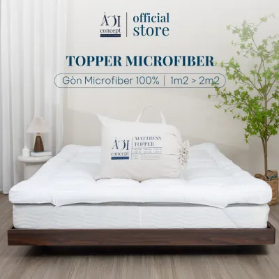 Topper gòn dày 5cm/10cm đủ size Lông vũ Microfiber À Ơi Concept vải bọc 100% cotton cao cấp Hàn Quốc