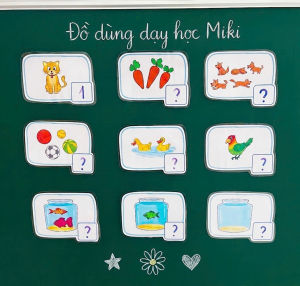 Bộ 9 thẻ tương tác "Đếm hình điền số" ( Đồ dùng dạy học Miki )