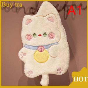 [Buytra] ผ้าขนหนูเช็ดมือรูปแมวน่ารักผ้าเช็ดทำความสะอาดห้องครัวแห้งเร็วผ้ากำมะหยี่ลายการ์ตูนสัตว์ที่แขวนอยู่ในห้องน้ำ