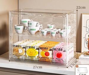 Magnetic Dustproof Cup Display Case Kitchen Storage Rack Cup Holder Tea Bag Desk Organizer