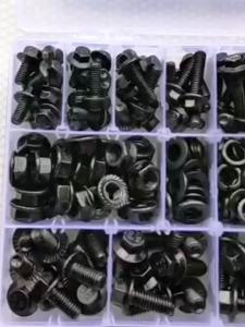 280PCS 10.9 Grade Black Flange Bolt Kit M6x1.0 M8x1.25 M10x1.5 Hex Bolts Nuts Washers Set for Automotive (12-30mm)