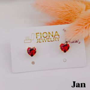 Fashion Heart Birthstone Stud Earrings Garnet Amethyst Emerald Alexandrite Sapphire Pink Tourmaline