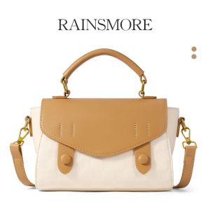 RAINSMORE-Color blocking hand-held crossbody bag ladies Maaaring dalhin ng diagonal o sa isang balik