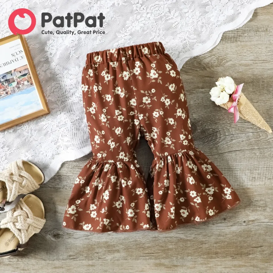 PatPat 3pcs Baby Girl Allover Floral Print Puff-sleeve Shirred