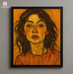 Tranh Nghệ thuật "Chân Dung Một Người Phụ Nữ" VIETSMART ART - Sơn dầu 60 x 70cm