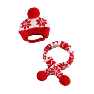 HESSIN Adjustable Cat Dog Christmas Hat Scarf Green Red Cute Pet Knitted Suit Christmas Tree Warm Pet Dress Up Set Xmas Pet Costume