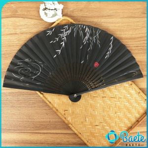 Baete Floral Folding Fan Silk Hand Folding Chinese Style Fabric Folding Fan for Wedding Church Party