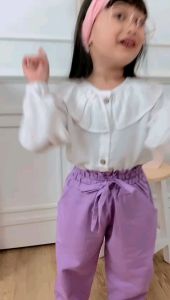 Set Joger Setelan Joger Anak Cewek Kemeja Putih Neeca Kiddos Size 2 4 6 8 10 Tahun