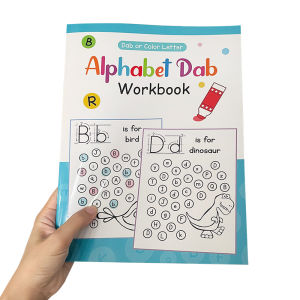 28 Pages Alphabet Dab Workbook for Kids - ABC Handwriting Worksheet Tracing Letters Practice Coloring Book for Preschoolers ชุดหนังสือฝึกเขียนตัวอักษร ABC สำหรับเด็ก 28 หน้า สีสันสดใส