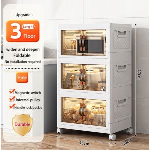 45-65cm Foldable Storage Cabinet With Wheels Durabox Plastic Wardrobe Kitchen Cabinet Organize